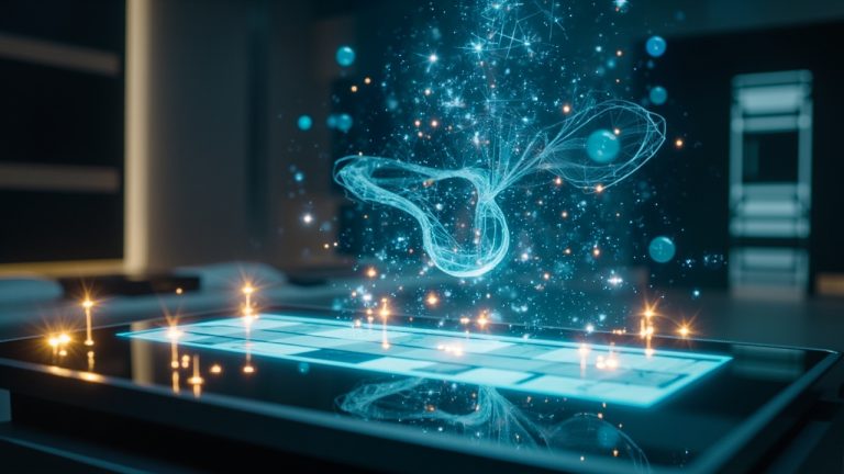 Layers of translucent plates embedded with elements of neural networks. Light is emanating outward and upward. Conscious awareness is moving into coherence above the plates.